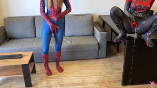 - Oh, no, I was bitten by a ebony spider! - And I was bitten by a red 1. Let's squirt!