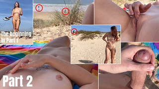 1 day at the public nudist beach at Portugal. Masturbate and hand-job rear-end strangers. PART two