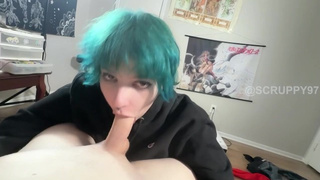 Emo Lady Uses Throat and Humongous Boobies to Milk Large Penis and Gets Sperm shot