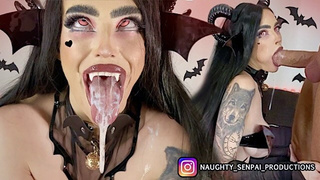 LICK-CUBUS (Extended Cut) AHEGAO Goth Skank SLAMMED! - Succubus Cosplay, Nylon Feet, Bj & Cum-shot