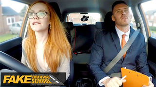 Sweet Red-head ELLA HUGHES is CREAMPIED by Examiner - Fake Driving School