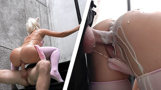 Perfect CatGirl enjoys milk play and pink cunt stretching with thick schlong