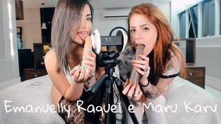 ASMR 3DIO Oral Sex Emanuelly Raquel and Marukarv Brazilian Skanks ORAL BBC