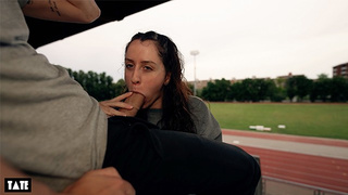 almost caught skank gets cums on in public school after lesson - little arden