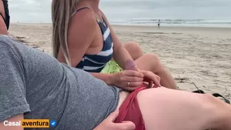 Quickie on Public Beach, People Walking near - Real Amateurs