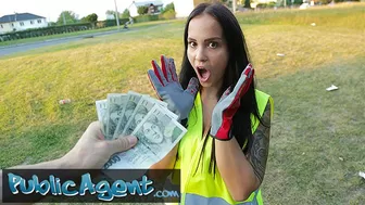 Public Agent Cute Brunette Criminal is taken into the Woods for an Outdoors Fucking