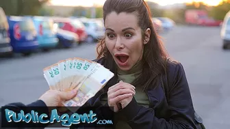 Public Agent Beautiful brunette MILF with fantastic boobs mounts a stranger to pay a charming