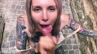 Public and sloppy SELF PERSPECTIVE BLOWJOB on a Paris street from a stunning blonde - RedFox