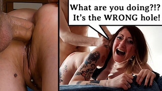 Wrong Hole, Crying Skank Screaming ROUGH ANAL DESTRUCTION "PLEASE NO don't fuck my rear-end!" IT HURTS?