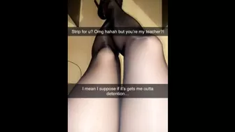 Sexting my teacher on Snapchat! I fuck my vagina with marker pens until I squirt through my pantyhose