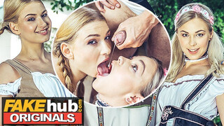 FAKEhub - Horny blonde Oktoberfest hoes have orgasmic threesome after party