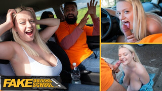 Fake Driving School - Monstrous natural boobs blonde hard core sex and cums on after near miss with Fake Taxi
