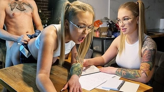 Blonde Student Gets a Sperm Shot Instead of Help for Exams
