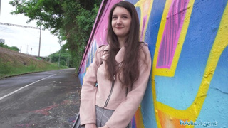 Public Agent - very charming college Teeny art student with natural titties studies a giant dong outdoors