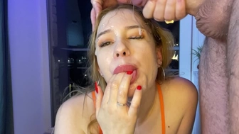 I LOVE lollipop in SPUNK! Sloppy deep throat, SPERM SHOT DEBRIS!