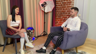 Сame for an interview, left covered in cum