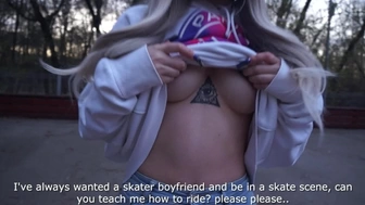 Wild chick blows everyone for joining a gang of skaters