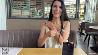 Eva climax hard in public restaurant thru with Lovense Ferri remote controlled vibrator