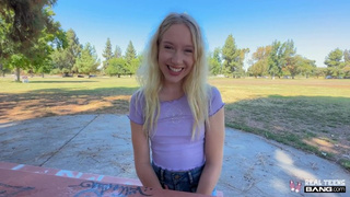 Real Teens - Blonde Teenie Kallie Taylor Flashing And Swallowing In Public For Her First Casting