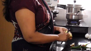 Gorgeous Indian Massive Melons Stepmom Slammed in Kitchen by Stepson