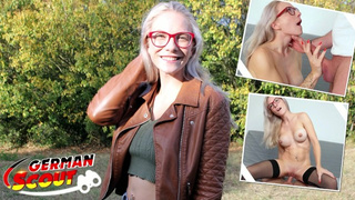 GERMAN SCOUT - Fit blonde Glasses Slut Vivi Vallentine Pickup and talk to Casting Fuck