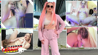 GERMAN SCOUT - Pink Hair Curvy Teenie Maria Gail with Saggy Boobies at Rough Anal Sex Casting