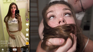 WE FOUND HER ON TIKTOK - College Sweety WRECKED By 2 Huge Dicks - Princess Alice
