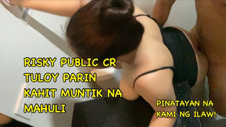 Pinay Cute Teenie Sa Public CR Di Napigilan Umungol Muntik Na Mahuli