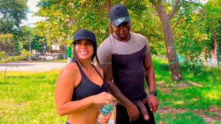 Coach shows his big ebony meat in the park to busty Silvana Lee - Xander Dark